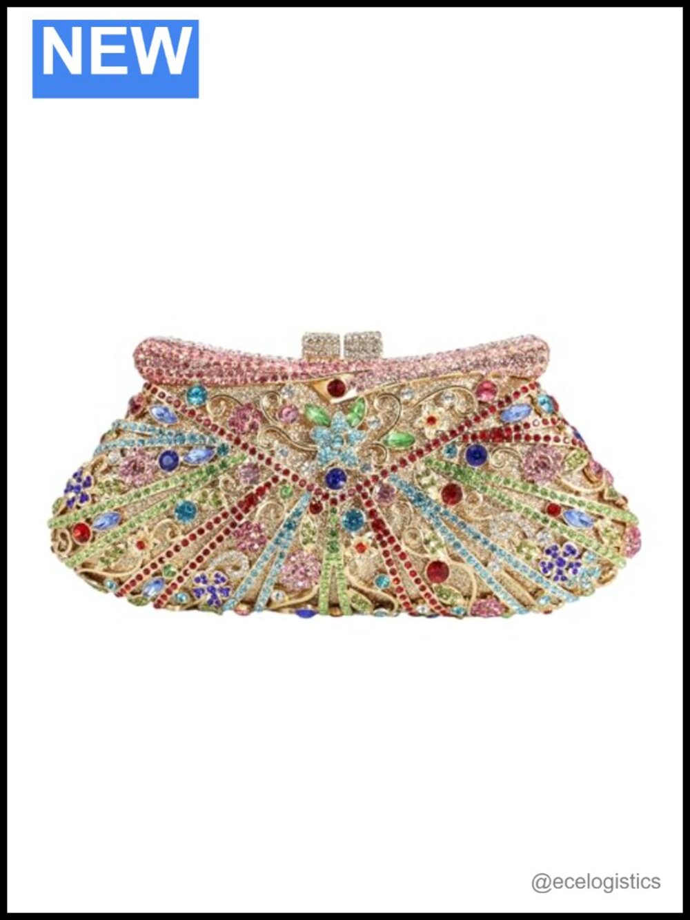 Floral Rhinestone Crystal Evening Clutch Handbag